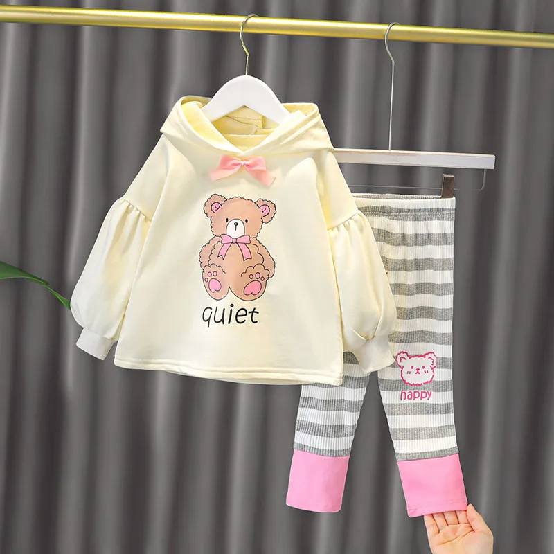 MANJI костюм для маленьких девочек одежда Толстовка с леггинсами осень 2021 Новый