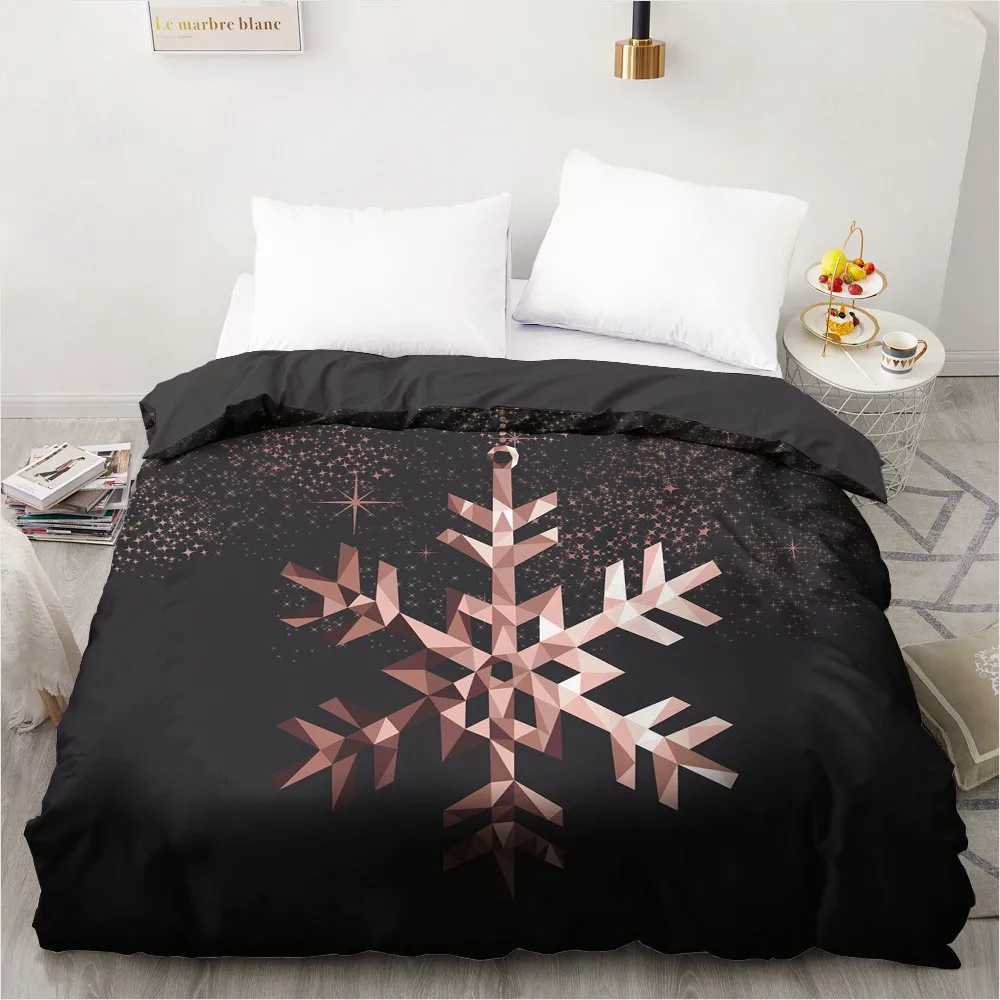 

1Pcs Black Series Geometric Snowflake Duvet Cover 240x220 King Size Printed NO Pillowcases and NO Sheets Home Textiles Comforter