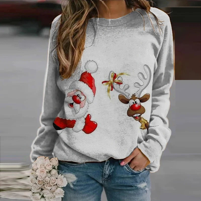

Fashion Lady Christmas Sweatshirt Cute Lazy Tree Print Graphic Hoodie Pullover Spring Autumn Pullover Tops Women 2020 Clothes