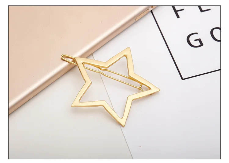Gold Star 1 шт. Модные женские заколки для волос девушки звезда зажим для волос сердце тонкие шпильки для волос украшения для волос ювелирные аксессуары - Цвет: Gold Star