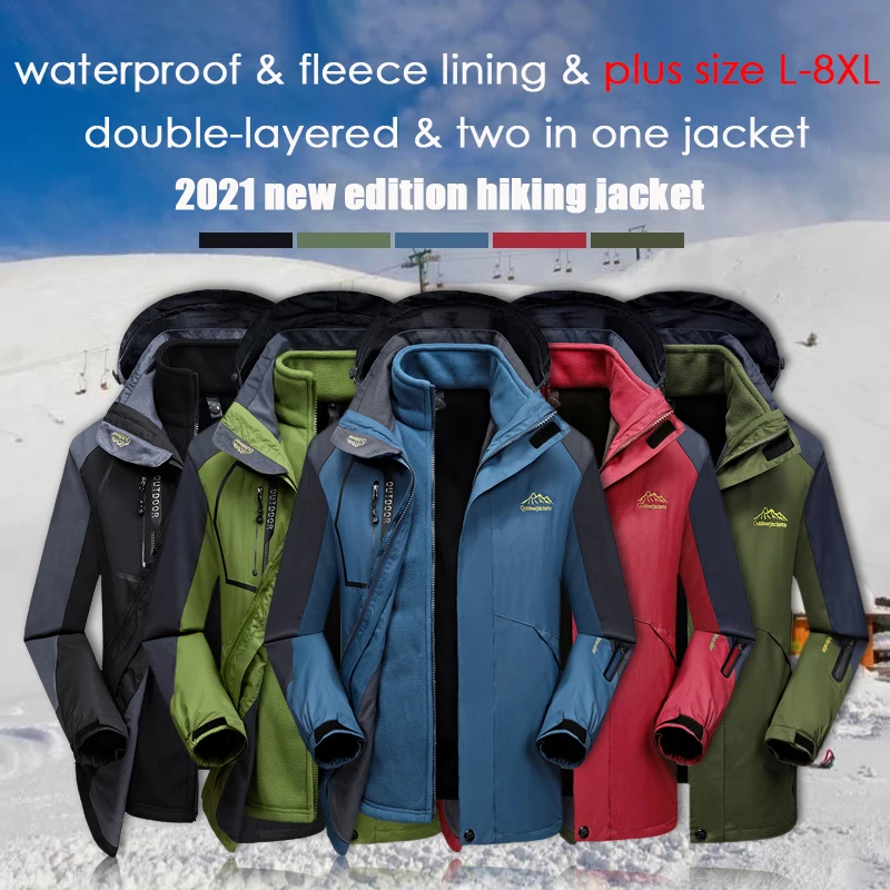 

Winter Jacket Men Thick Warm Parka Coats Skiing Hiking Camping Jackets Softshell Windbreakers Waterproof Trekking Hunting Jacket
