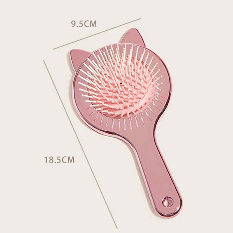

2x Cat Ear Air Cushion Comb Girl Cute Air Bag Massage Comb Portable Rose Gold & Pink