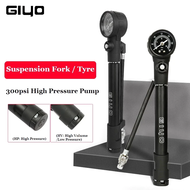Насос для велосипедных шин Giyo MTB, 300psi, два режима - изображение
