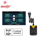 Система контроля давления в шинах Deelife, прибор для контроля давления в шинах под управлением Android, с 5 колесами и USB-датчиком