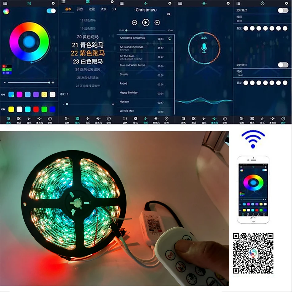 

Smart APP LED Bluetooth Controller Dual signal DC5V-24V 24Key Remote IR Control for WS2812 WS2811 SK6812 RGB LED strip Module
