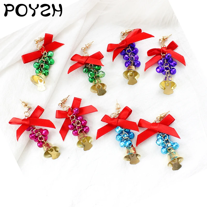 Маленький колокольчик рождественские серьги красный бант несколько цветов
