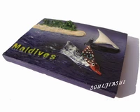 maldives souvenir creative gift resin beach sailboat tropical fish fridge magnet message post