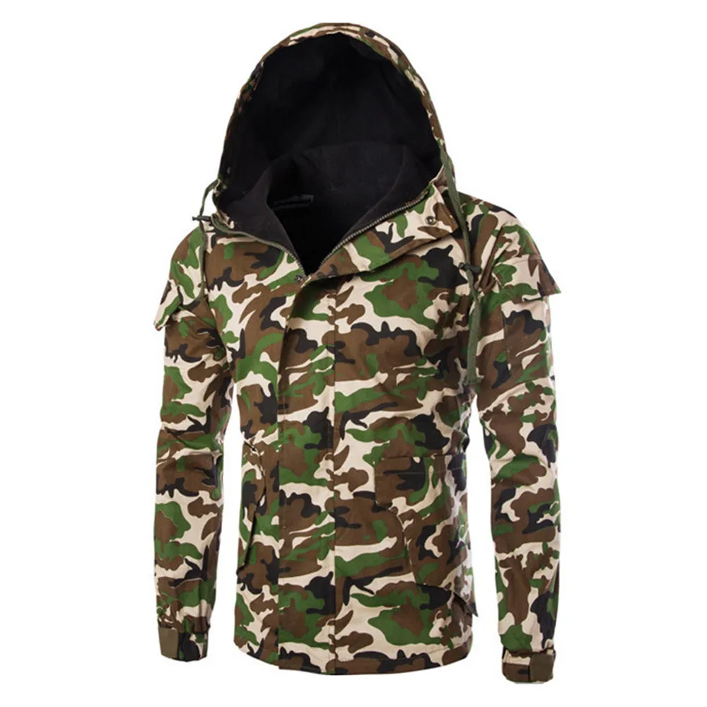 

KB New High Quality Plush Camouflage Jacket Men's Street Windbreaker Coat Men Hot Casual Outer Wear Thick Eurocode Size
