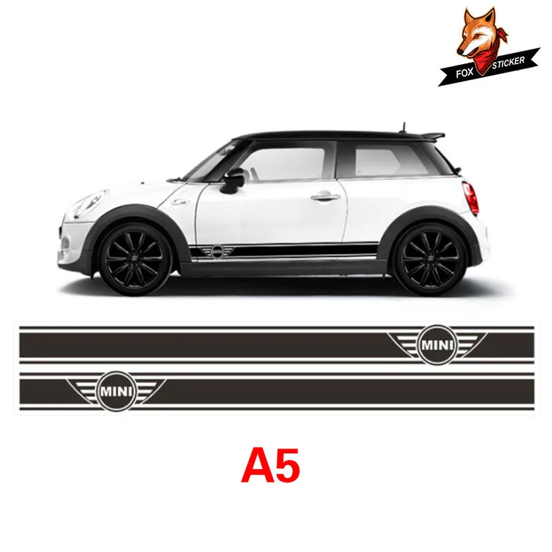 Автомобильная наклейка и 2 шт. боковая юбка порог гоночная полоса для MINI Cooper r56 r57