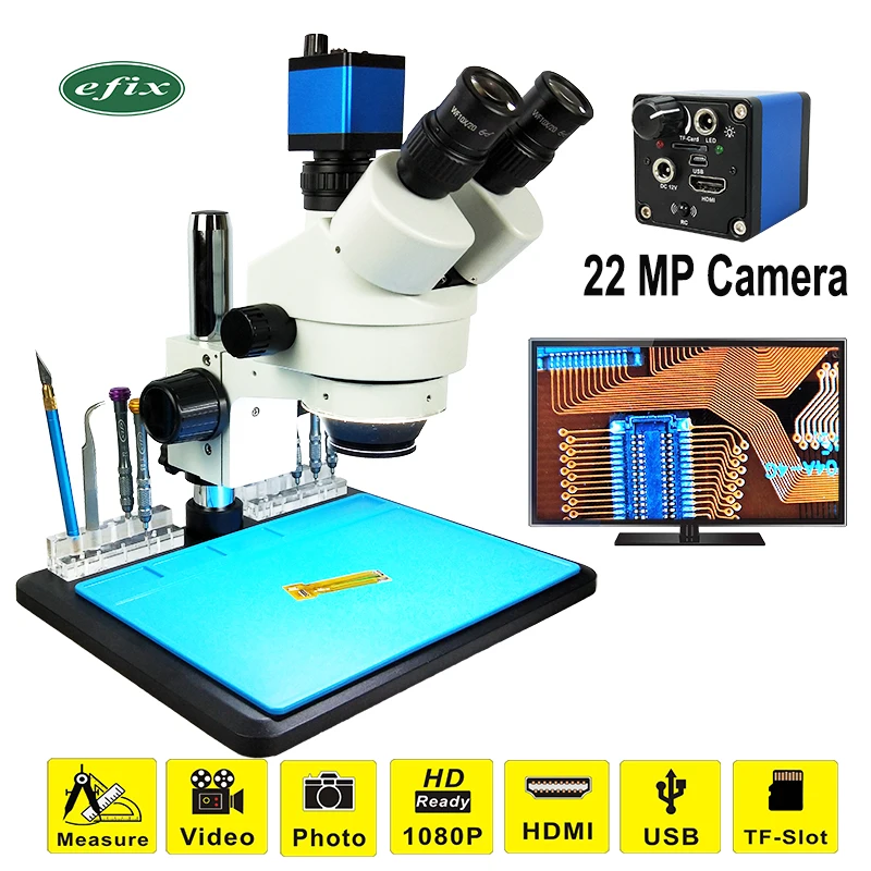 22MP HDMI камера 7 45X тринокулярная паяльная стерео микроскопы с непрерывным