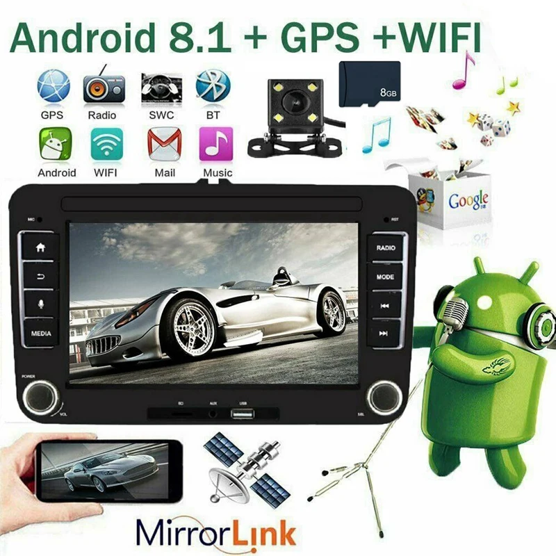 7 дюймов Автомобильный стерео радио Android 8 1 GPS 2DIN Navi для VW GOLF 5V 6 Jetta PASSAT вариант PM |
