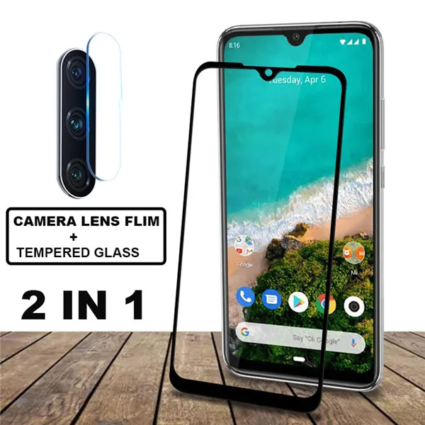 Закаленное стекло для Xiaomi mi A3 mi A3 защита экрана Защита для объектива камеры Flim стекло на для сяоми ксиоми ми а3 закаленное стекло полное покрытие 9H твердость - Цвет: 1