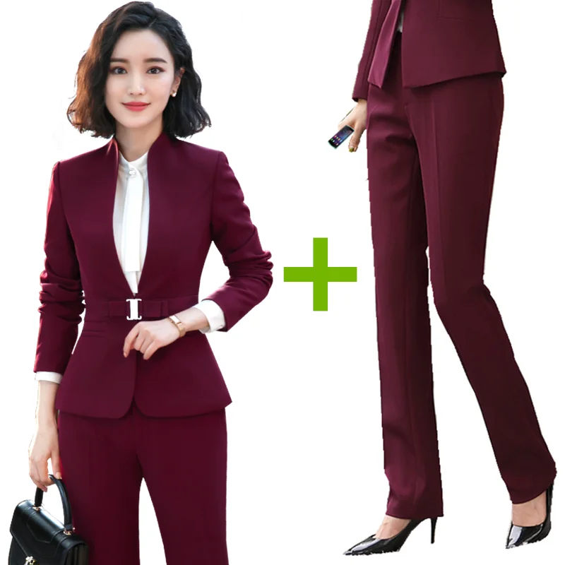 Модный комплект из 2 предметов блейзер и брюки Женский костюм для офиса деловой с