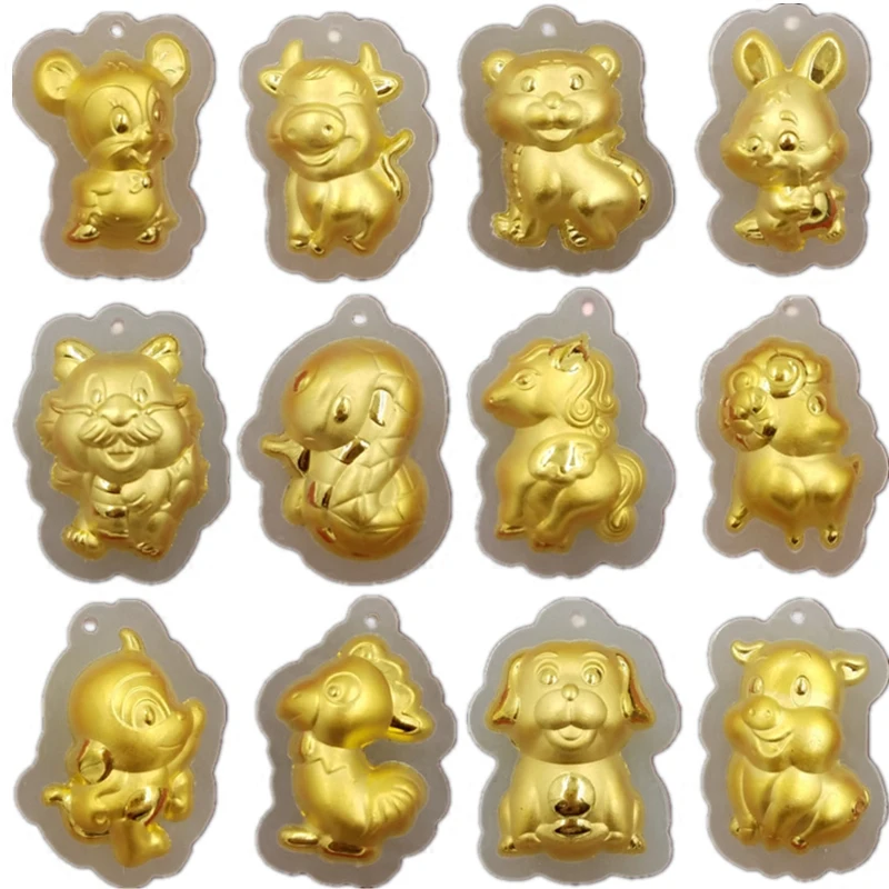 Новинка подвеска из желтого золота 24 к 25x18 мм милые Мультяшные животные Китайский