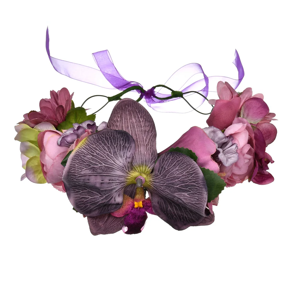 

Весенняя богемная Цветочная Корона 2020, Пляжная Гавайская цветочная гирлянда, романтичные Свадебные венки из искусственных орхидей, новая Ц...