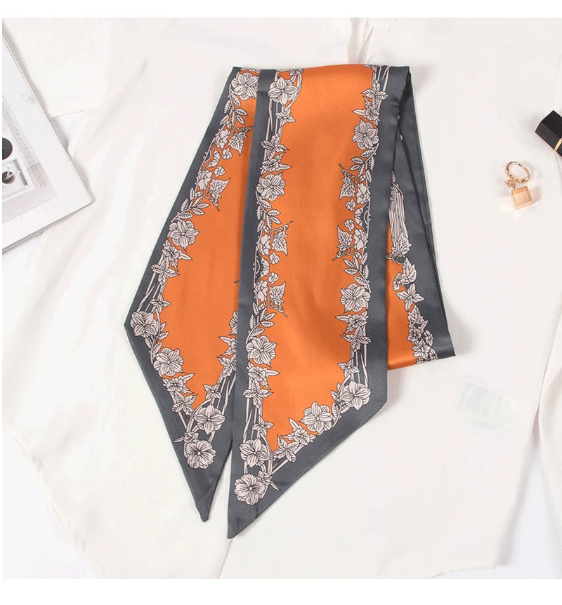 

145*13cm New Fashion Scarf Women Silk Scarf Bag Skinny Scarves Design Wrist Ribbon Hair Band Neckerchief Headband For Ladies