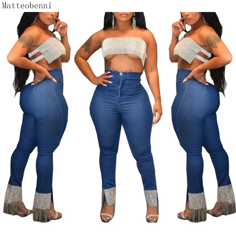 

Пикантные узкие джинсы с высокой талией, женские винтажные прямые джинсовые брюки, модные брюки в стиле пэчворк с бахромой, повседневные дж...