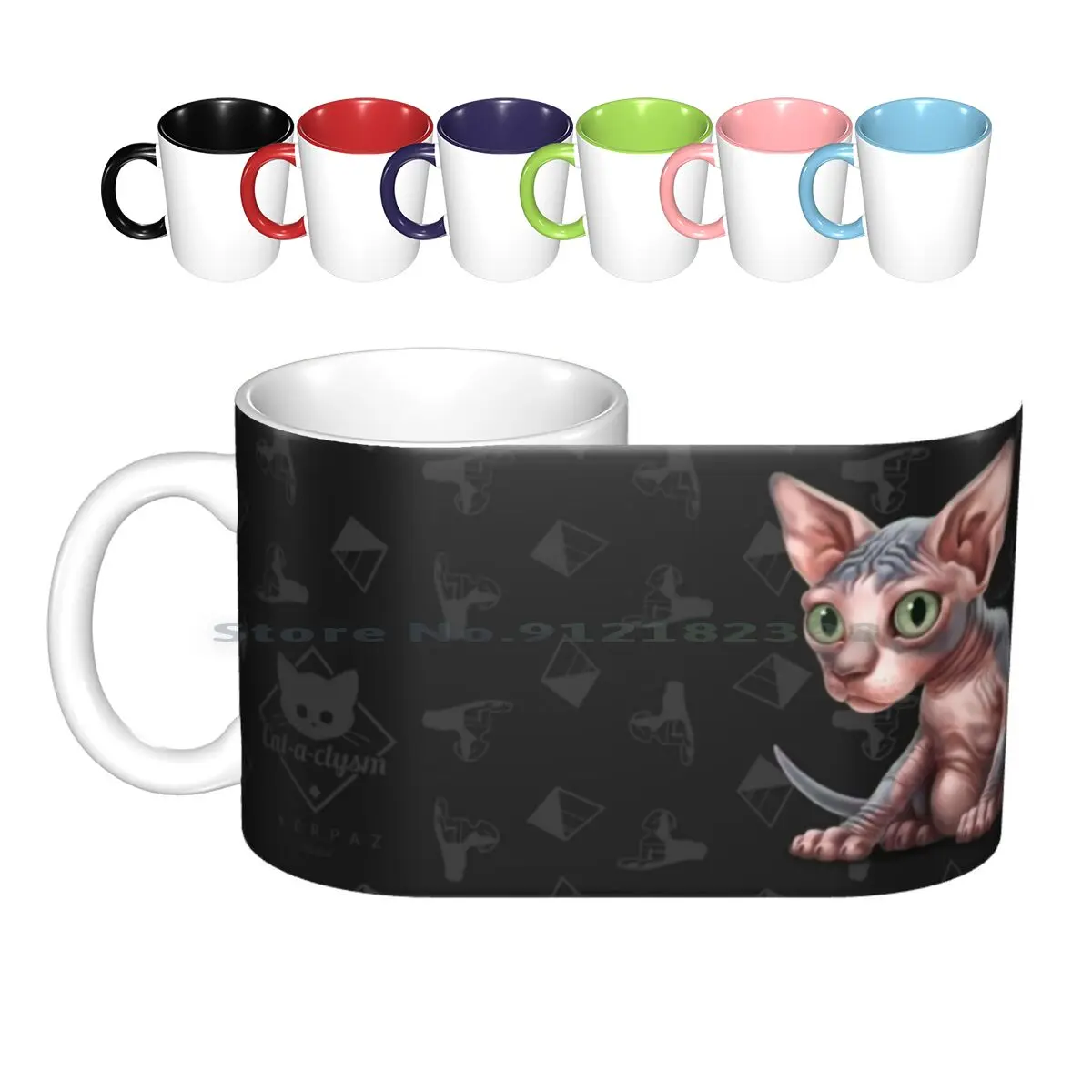 

Cataclysm-Sphynx Kitten-Sphinx And Pyramids Ceramic Mugs Coffee Cups Milk Tea Mug Cat Kitten Gato Gatito Dark Halloween Chat