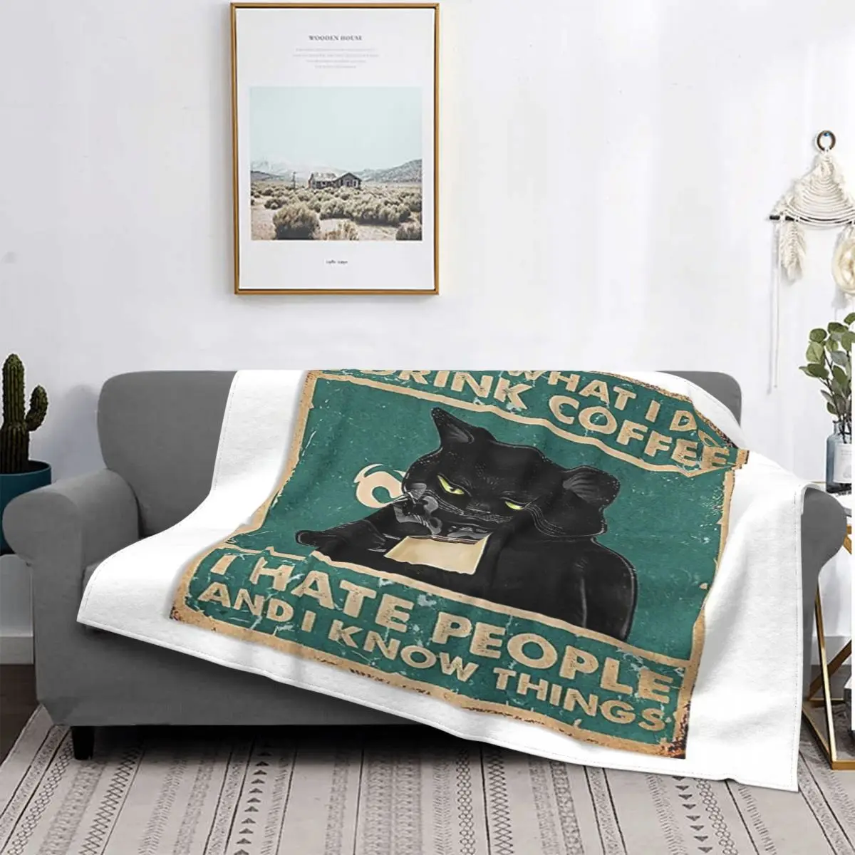 

Manta a cuadros de muselina para cama, colcha de verano с изображением Гато черного цвета