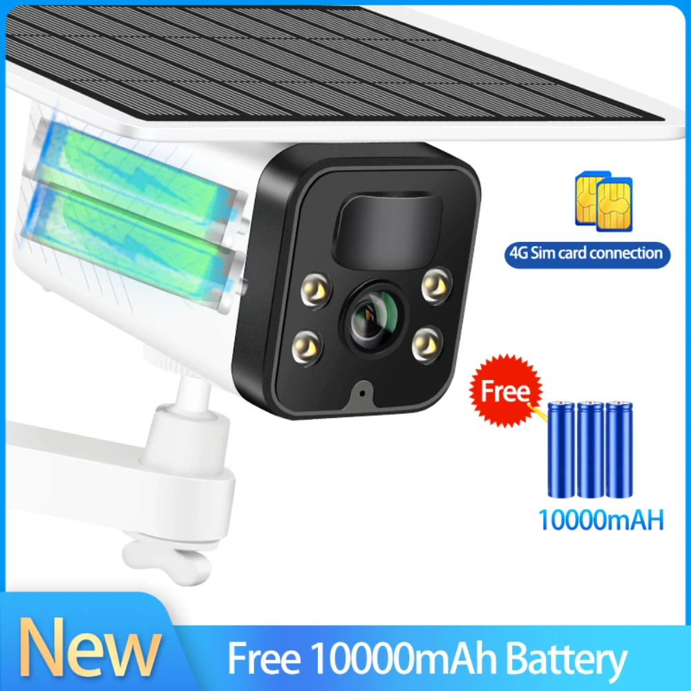 

Камера видеонаблюдения с Wi-Fi Солнечная беспроводная наружная камера видеонаблюдения Умная домашняя камера видеонаблюдения 4G Sim-карта Мини-...