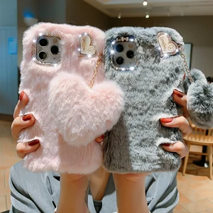 plush fur fluffy pendant phone case for oppo a32 a72 a53 a31 a9 a5 2020 a3s a5s a93 a73 f17 f11 f9 pro f7 f5 f1s find x2 cases free global shipping