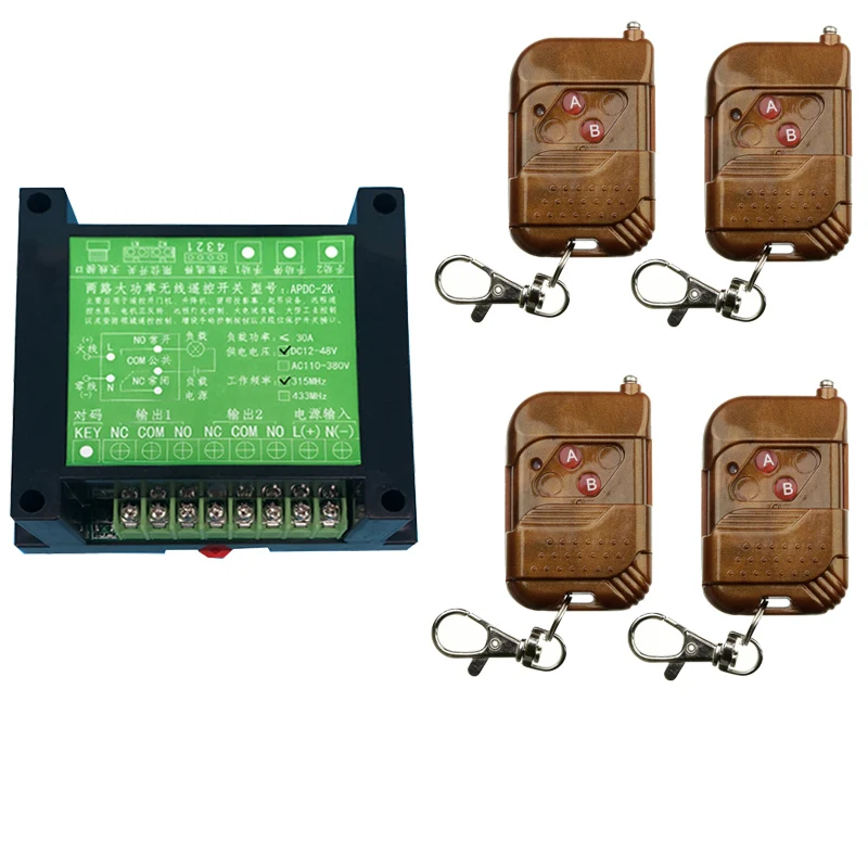 

DC 12V 24V 36V 48V RF Wireless Remote Control Switch 10A 1CH Relay Module Receiver Transmitter Smart Home ; 315Mhz/433Mhz