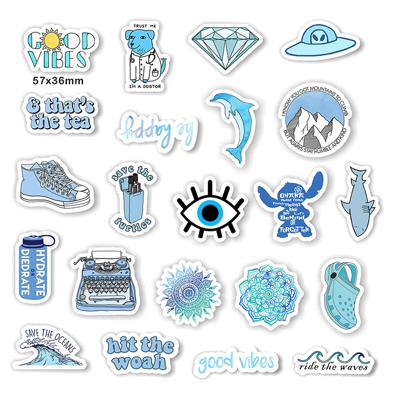 Водонепроницаемые чемоданы 50 шт./лот Мультяшные синие наклейки для ноутбука