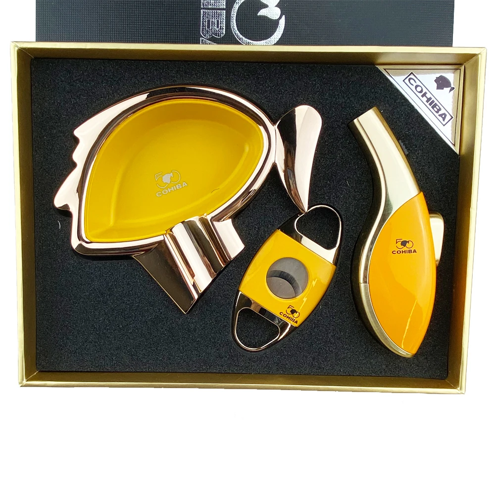 COHIBA сигары Пепельница резак зажигалка ветрозащитный фонарь Jet пламя аксессуары
