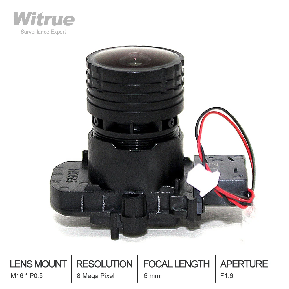 Объектив видеонаблюдения Witrue 4K HD 8 Мп 6 мм M16 * P0.5 крепление F1.6 1/1/1 дюймов IR Cut +