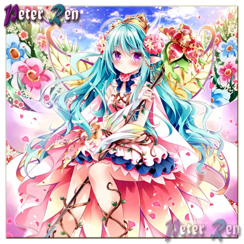 Полноразмерная или круглая алмазная живопись Мультяшные голубые волосы девочка