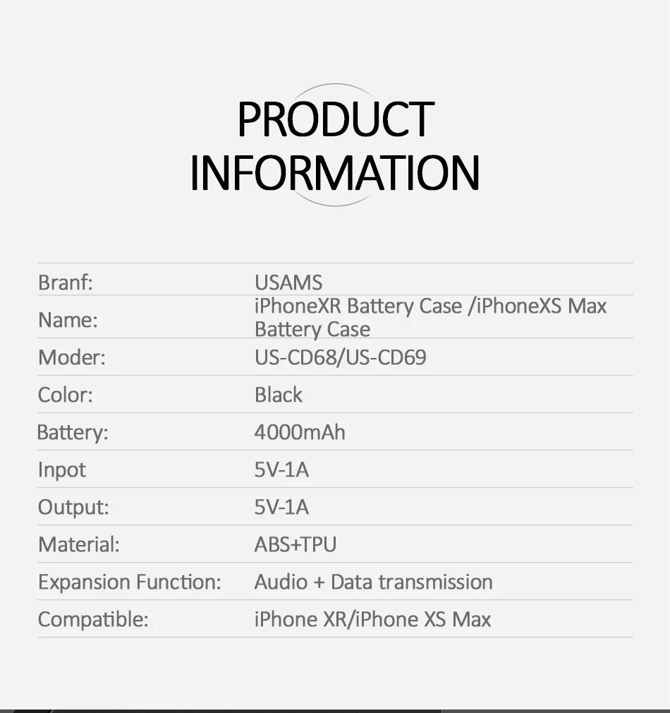 USAMS Батарея Зарядное устройство чехол s для iPhone X XR XS 6 6s 7 8 плюс 3000/4200 мА/ч, Мощность банк чехол тонкий внешний блок резервного Зарядное устройство Чехол