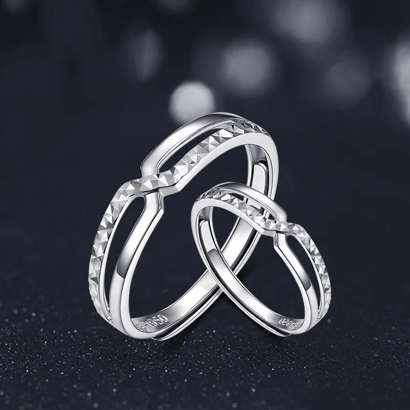 Новые элегантные вырезанные настоящей платиной PT950 обручальные кольца обручальных пар для женщин и мужчин Влюбленных Пар Бутиковые ювелирные изделия.