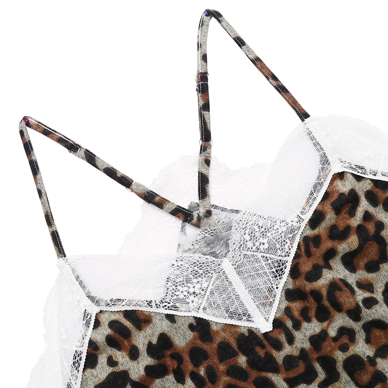 Summer Leopard Camisole Lace Trim Sexy Vest |