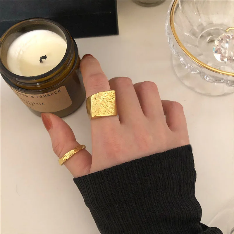 

Retro Ins tide personality thump matte grain stand open female ring