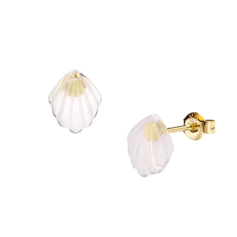 

Женские серьги-гвоздики в форме ракушки, из настоящего золота 9 карат, Элегантные повседневные ювелирные украшения для офиса