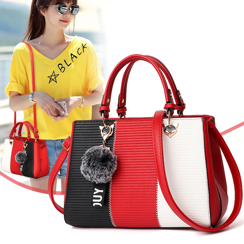 2020 ins Ladies Messenger bags Hairball Ornaments Totes Patchwork Handbag large capacity Crossbody Shoulder Bags Women Handbags | Багаж и