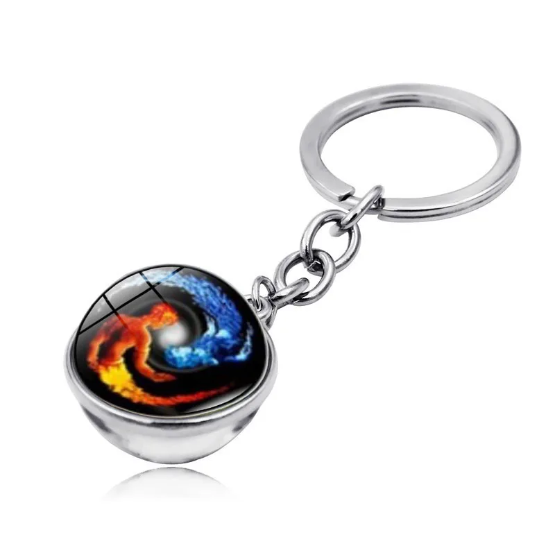 Символы Инь-Ян тайчи брелок для ключей подвески двухсторонний стеклянный шар