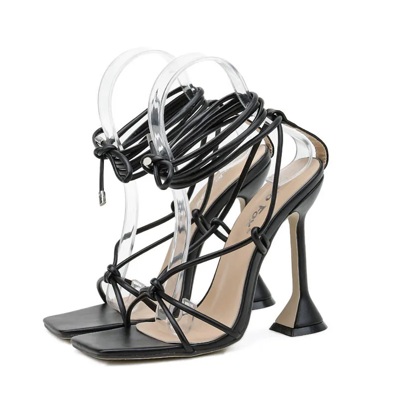 

New women shoes gladiator sandals sexy high heels sandals summer party dress shoes cross strap lace-up pumps big size 41