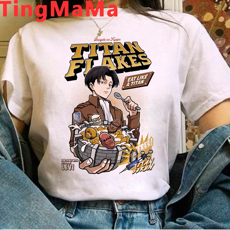 

Hot Japanese Anime Attack on Titan T Shirt Women Kawaii Harajuku Cartoon Titans Attack Shingeki No Kyojin Graphic Tees Female