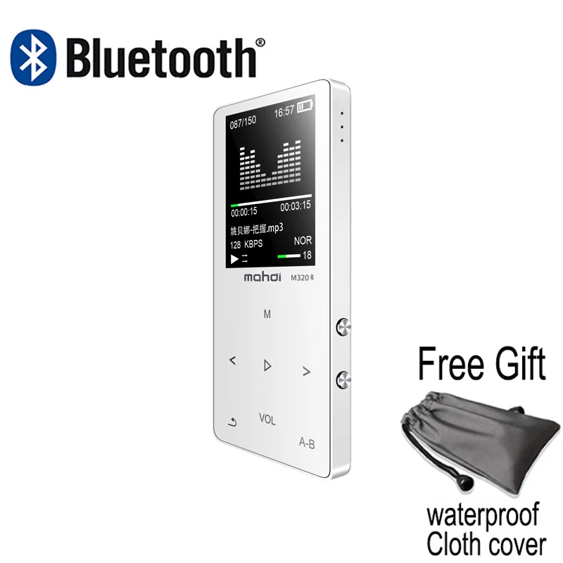 white with bluetooth Металлический Bluetooth MP3 плеер без потерь HiFi MP3 музыкальный плеер с высококачественным звуком динамик электронная книга FM радио часы - Цвет: white with bluetooth