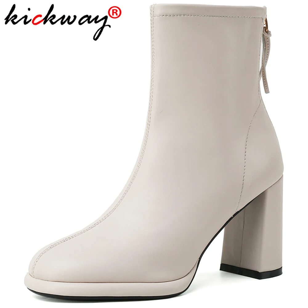 

Kickway/ботильоны; Женские ботинки «Челси»; Сезон осень-зима; Модные черные ботинки из натуральной кожи на толстом каблуке; Обувь высокого каче...