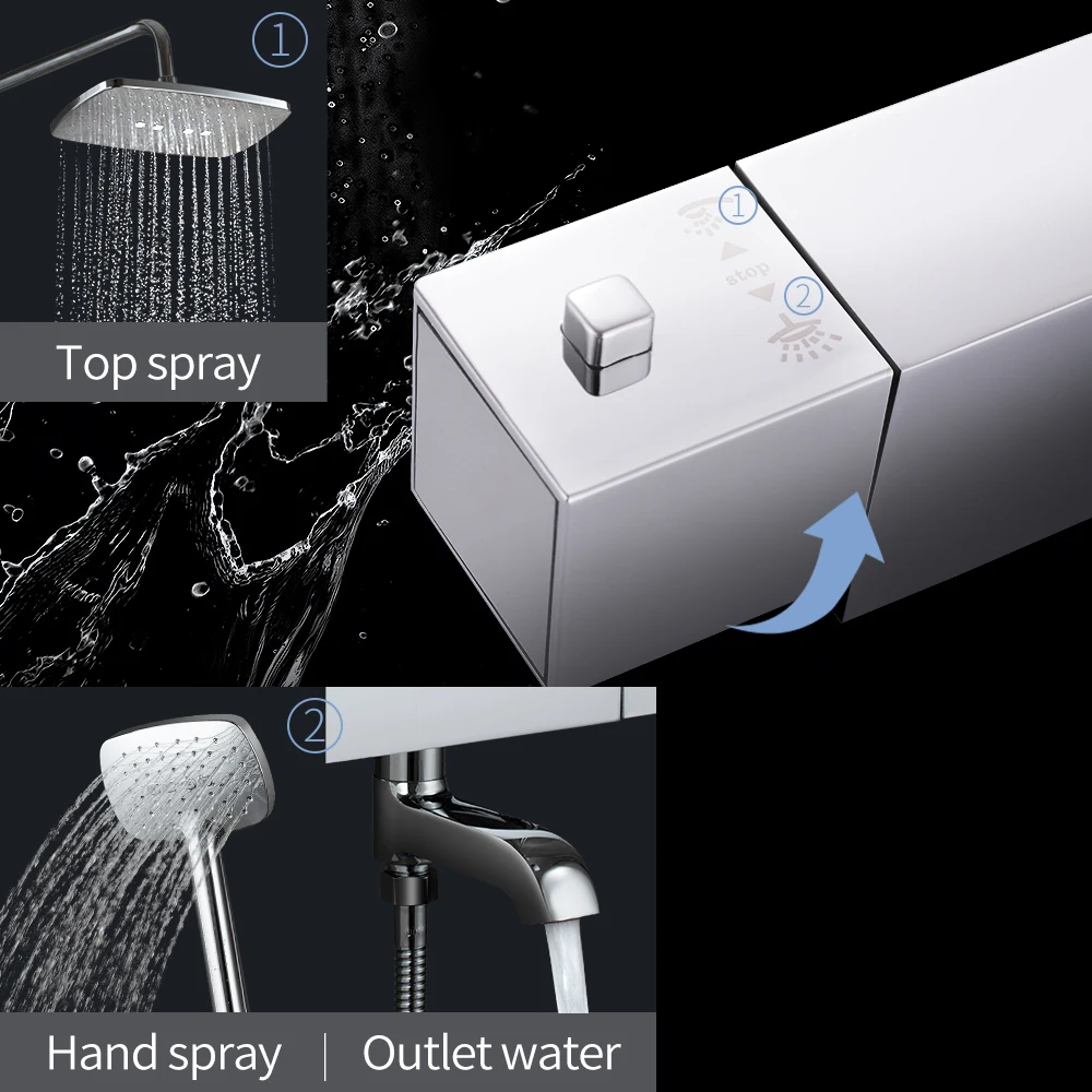 bathroom shower faucets thermostatic mixer rain shower set 3 water outlet modes wall mounted bathtub faucet chrome free global shipping
