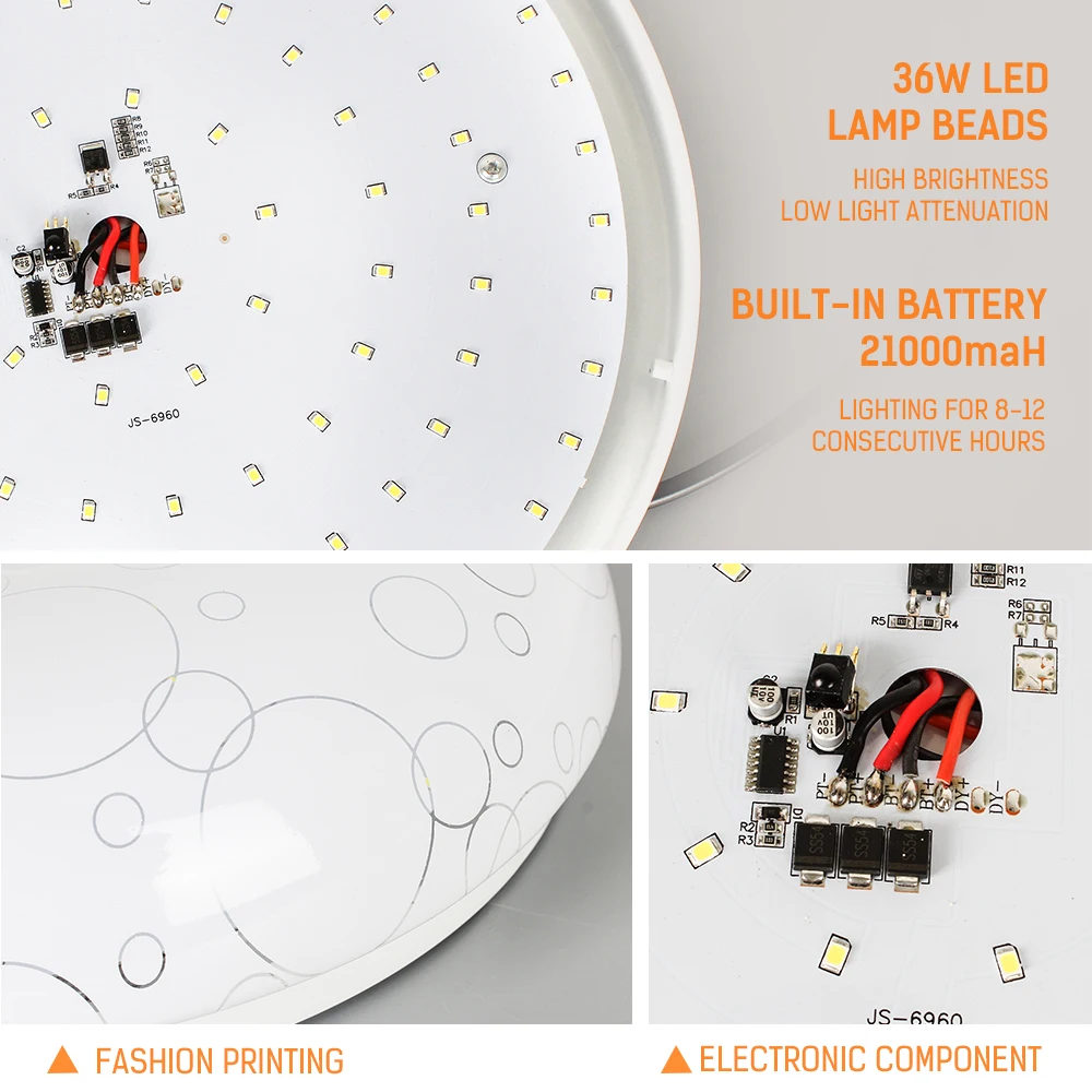 

Remote Solar Led Ceiling Lamp DC3.2V 36W Easy Installation Indoor Ultra Thin Solar Panel Led Ceiling Lamp Bedroom Kitchen Lamp