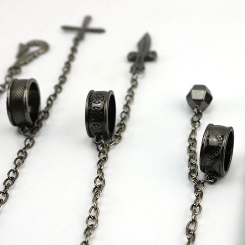 

Hunter x Hunter Kurapika Cosplay Metal Ring Bracelet Punk Hip Hop Vintage Cross Finger Chain Pendant For Women Men