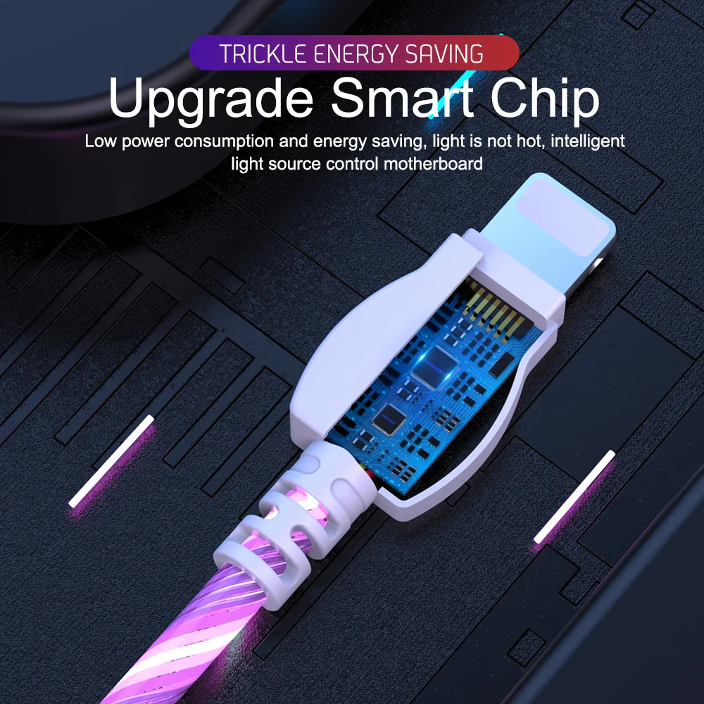 ED Light Micro USB Type C Cable Charger Data Cord For iPhone X 6 7 8 Plus Samsung Huawei Xiaomi Note 10 USBC Fast Charging Wire | Мобильные