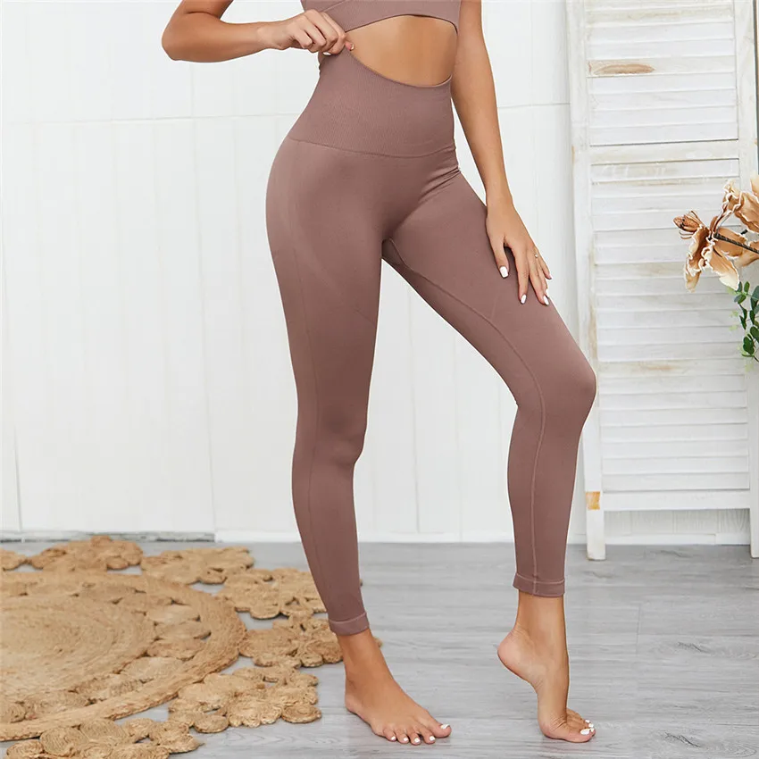 CB95 khaki pant Женский бесшовный спортивный костюм из 2 частей, женский укороченный бюстгальтер+ длинные штаны, спортивный костюм для фитнеса, женская одежда - Цвет: CB95 khaki pant