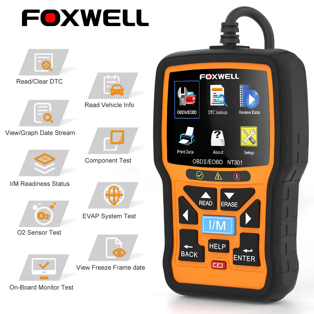 Foxwell NT301 OBD2 диагностические инструменты для автомобиля считыватель кода системы