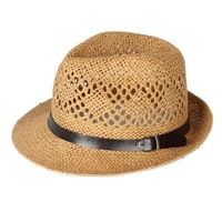 hot style unisex summer short brim paper hat ribbon lady beach panama straw hats