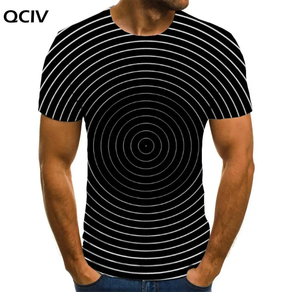 

Брендовая мужская футболка QCIV с головокружением, черно-белая рубашка, футболка с абстрактным принтом, футболки с 3d рисунком и коротким рука...