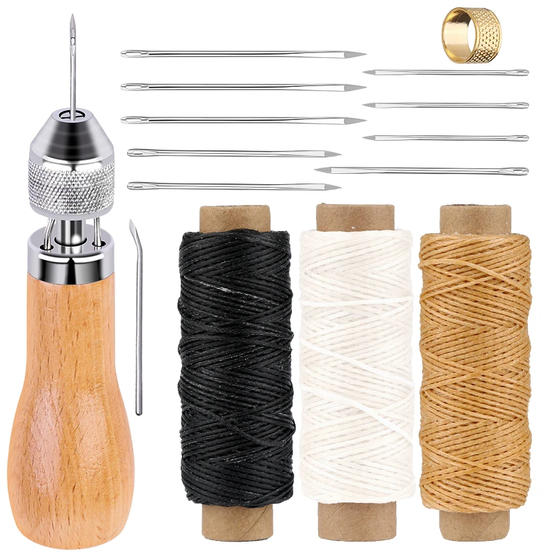 MIUSIE Hand Stitcher Set Manual Sewing Machine Speedy Stitcher Leather Sewing Waxed Thread For Leather Canvas Repair Tool